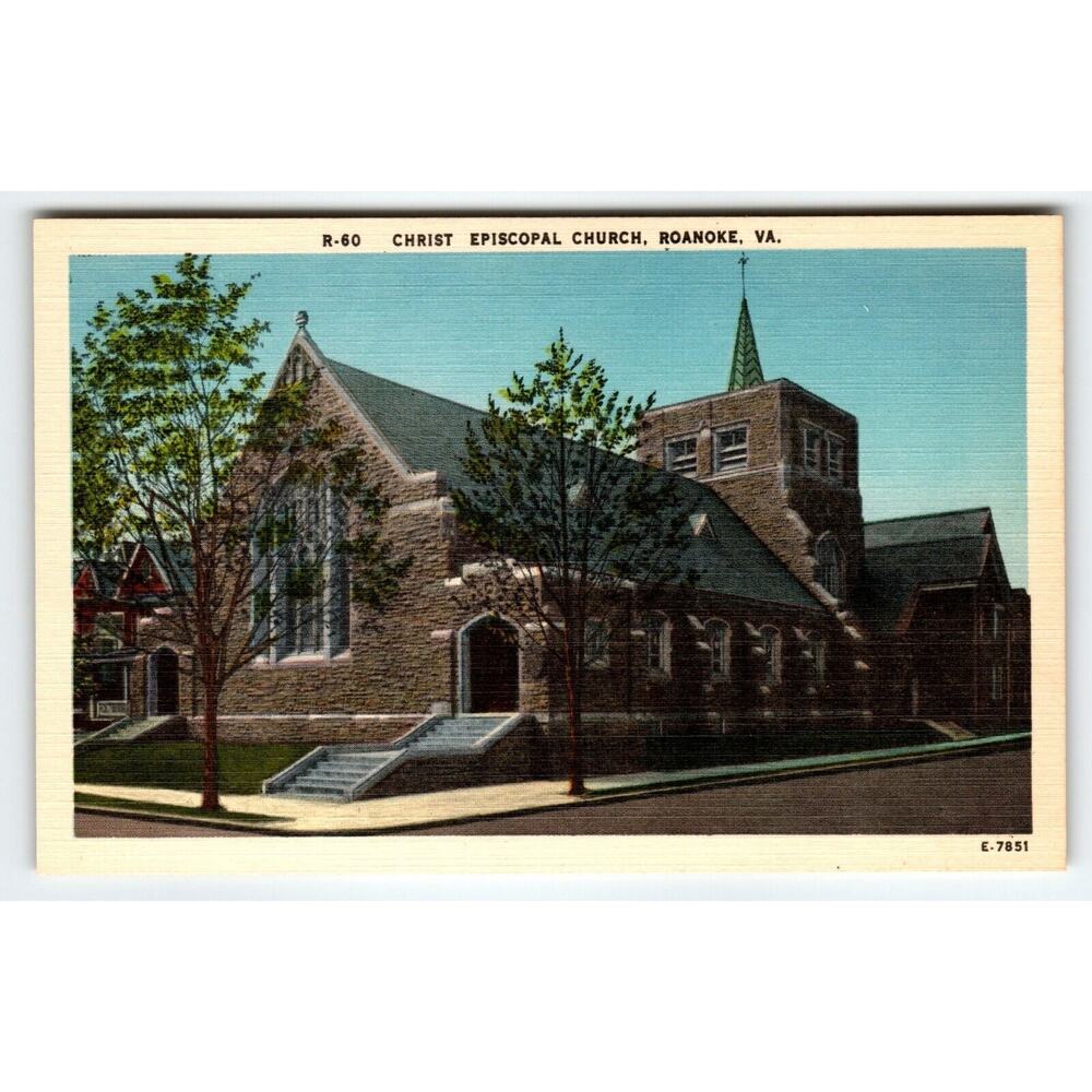 Christ Episcopal Church Roanoke Virginia Postcard Linen Unused VA Unused Vintage